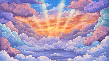 Wall Mural - A Majestic Display of Colorful Clouds Illuminated by the Rising Sun