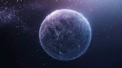 Leinwandbilder - Abstract glowing sphere with interconnected lines in space, representing global network or connections.
