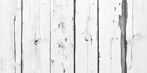 Worn white wooden planks background with distressed texture in horizontal orientation featuring cracks and a weathered appearance