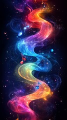 Canvas Print - rainbow music stream: a cosmic, glowing artistic design