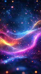 Canvas Print - cosmic sparkle: vibrant nebula waves in a dreamlike art style