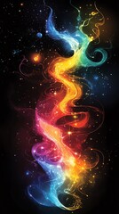 Canvas Print - cosmic rainbow nebula: a vibrant, swirling artwork