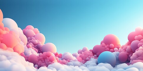 Wall Mural - Pastel Balloon Cloudscape: A Dreamy, Surrealist Artwork