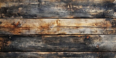 Wall Mural - Dark rustic wood texture backdrop with horizontal planks showcasing brown, gray, and black tones, perfect for backgrounds and design projects.