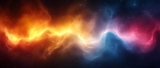 Wall Mural - abstract cosmic nebula with fiery orange and cool blue hues.