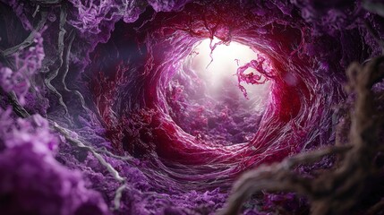 Leinwandbilder - Swirling vortex of purple-red hues abstract space digital art ethereal environment close-up imagination unleashed