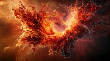 Fototapete - Swirling mass of orangered hues spins through the cosmos abstract art digital creation vibrant environment artistic viewpoint