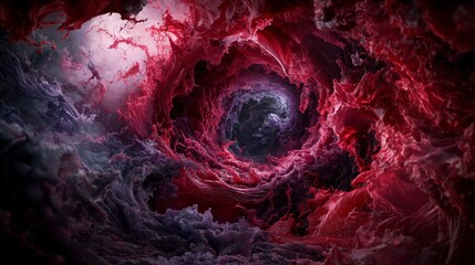 Aufkleber - Vortex of red-purple hues twisting through space abstract art digital realm surreal environment artistic viewpoint