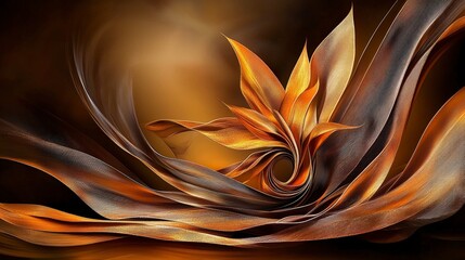 Leinwandbilder - Captivating warm brown gold swirls abstract art digital creation modern studio close-up artistic expression