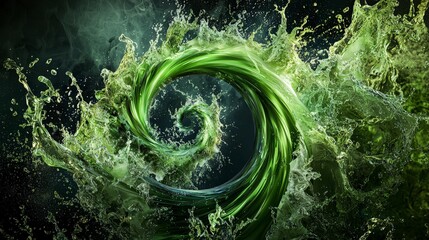Aufkleber - Emerald green whirlpool motion in nature digital art abstract environment dynamic viewpoint fluid concept