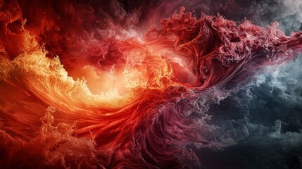 Poster - Dynamic red-orange whirlwind in space abstract art cosmic environment digital illustration creative concept