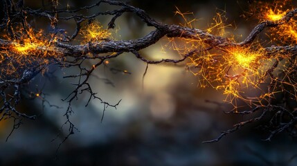 Aufkleber - Amber sparks ignite layers of consciousness nature abstract art surreal environment close-up view conceptual visualization