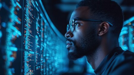 Focused Programmer Studying Code on Large Screens