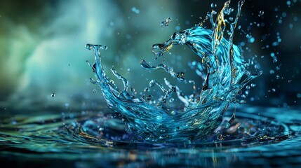 Aufkleber - Dynamic water splash in tranquil environment abstract photography bluegreen hues artistic viewpoint