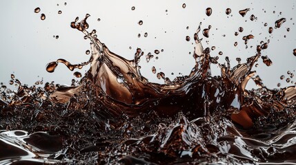 Poster - Dynamic splash of rich deep brown liquid abstract art modern canvas studio setting close-up view fluid motion concept
