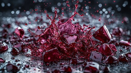 Fototapete - Dynamic splash of deep red liquid abstract art canvas high-speed photography studio environment close-up perspective