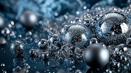Aufkleber - Silver droplets scatter like bursts of insight underwater realm macro photography abstract close-up artistic expression
