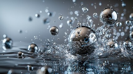 Aufkleber - Silver drops splashing across canvas sparkling wonder abstract art studio environment close-up viewpoint