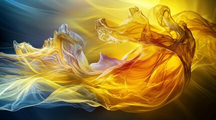 Aufkleber - Flowing soft yellow hues dancing harmoniously abstract art digital artwork vibrant atmosphere aesthetic perspective