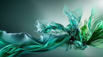 Poster - Emerald green flowing abstract art digital creation organic texture elegant environment soft viewpoint serenity concept