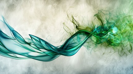 Aufkleber - Emerald green waves dancing in ethereal motion abstract art digital medium calm atmosphere dynamic viewpoint