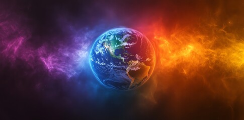 Wall Mural - earth's embrace: a vibrant cosmic artwork of planetary energy