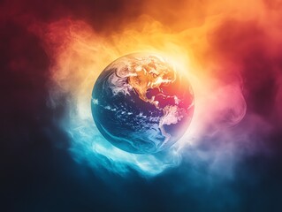 Wall Mural - earth's embrace: a vibrant, celestial art depiction