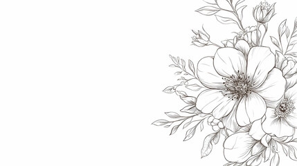  Elegant floral bouquet illustration, white background, design element, wedding invitation