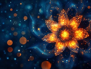 Wall Mural - Luminous Celestial Flower: A Sparkling Abstract Artwork