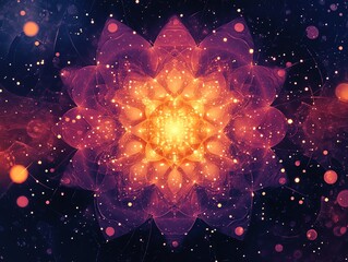 Canvas Print - cosmic bloom: a radiant, glowing flower in a mystical space