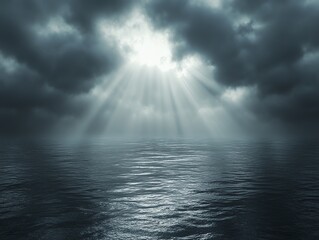 Wall Mural - oceanic light: dramatic seascape with heavenly rays