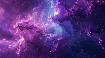 Wall Mural - stunning cosmic nebula with vibrant purple and blue hues illuminating the galaxy, capturing the beau