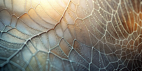 Intricate web-like patterns create an abstract, organic design featuring delicate lines and subtle gradients.Light filters through,highlighting the detailed network and enhancing the sense of depth.AI