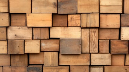 Poster - Wooden Blocks in Various Shades of Brown and Tan for Art and Crafts