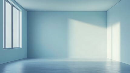  Empty Room with Light Blue Walls and Window