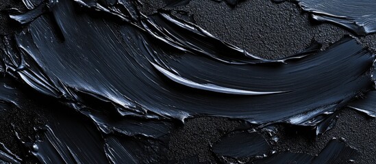 Poster - Black textured paint with rich gradients, smooth strokes and deep shadows creates a striking background for dark themed designs and wall art.