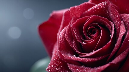 Wall Mural - A close up of a red rose with water droplets on it