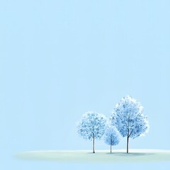 Poster - Serenity of Blue Sky with Minimalist Trees