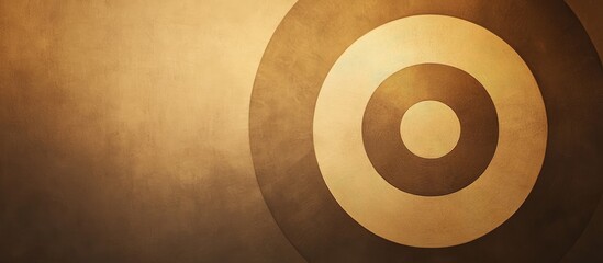 Leinwandbilder - Dynamic abstract composition featuring concentric circles in gold and brown tones against a textured gradient background emphasizing minimalism.