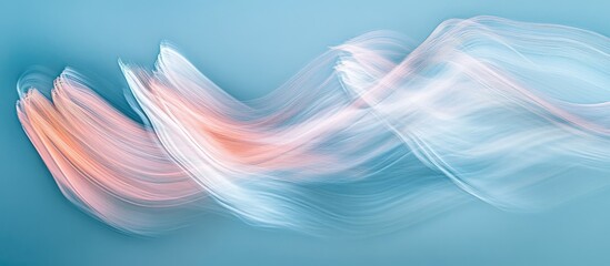 Aufkleber - Abstract soft waves in pastel pink and white flowing gently across a light blue background, creating a serene and dynamic visual effect.