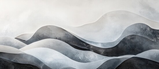 Poster - Refined abstract texture featuring soft gray and black wavy lines against a light background creating an elegant high-end artistic atmosphere