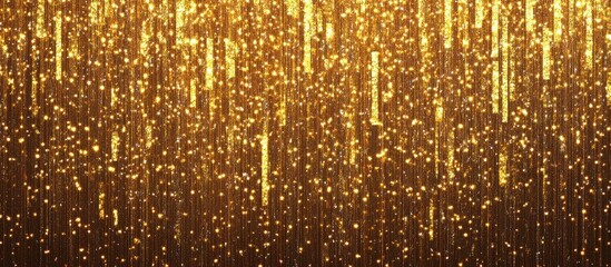 Leinwandbilder - Golden glitter background with vertical shimmering particles on a warm gold hue, creating a luxurious and vibrant visual effect for creative use.