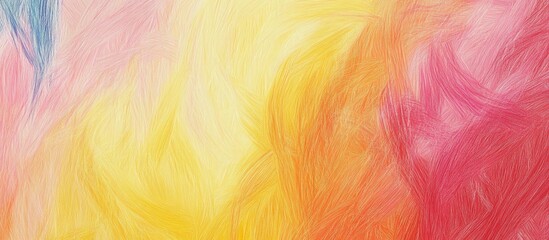 Leinwandbilder - Colorful abstract painting with warm hues of yellow, orange, and red swirling together, creating a vibrant, energetic texture on a soft background.