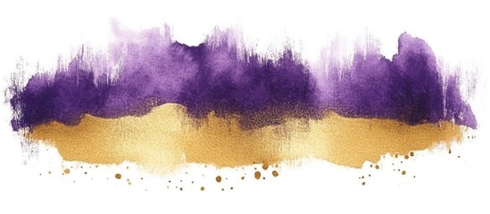 Leinwandbilder - Rich purple and gold abstract watercolor background with soft brush strokes creating an elegant and artistic design ideal for various projects