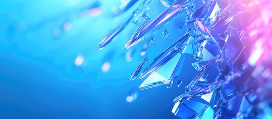 Fototapete - Dynamic blue abstract background with irregular hexagonal shapes in shades of blue and violet blending seamlessly, offering spacious design area.