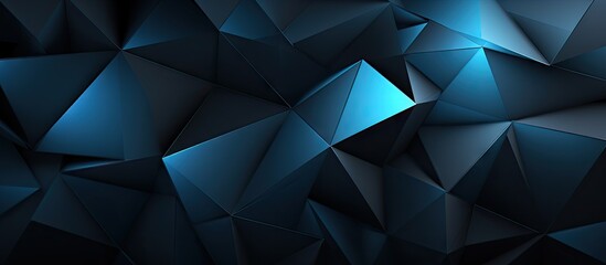 Poster - Dark blue and black abstract geometric background with sharp triangular shapes and smooth gradients creating a modern matte texture design