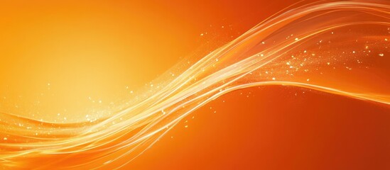 Poster - Vibrant orange abstract wave background with soft curves and subtle sparkles creating a warm and dynamic atmosphere ideal for modern design projects.