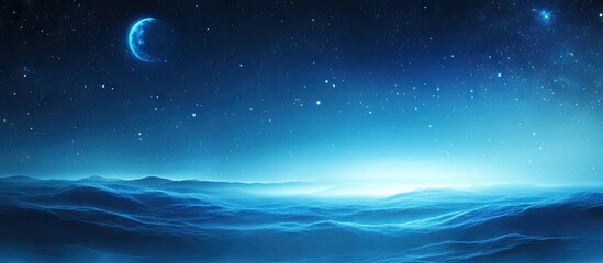 Aufkleber - Seamless gradient backdrop featuring dark universe blue transitioning to lighter shades, simulating an ethereal sky with gentle waves and celestial accents.