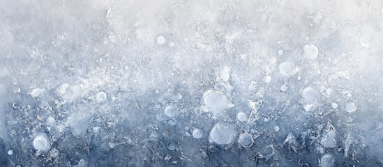 Fototapete - Abstract frozen background with soft blue and white ice textures featuring round water bubbles, creating a unique icy wallpaper effect.