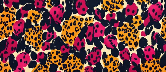 Aufkleber - Vibrant leopard print texture featuring bold shades of pink, yellow, and black creating a striking pattern perfect for dynamic design backgrounds.